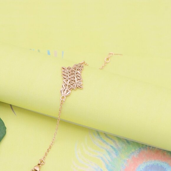 "Elegant Leaf Pattern Rose Gold Bracelet for Women, XPBL1082 - Picture 6 of 13